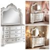 product-open-773cb388454c409ba6a7fc56efb1e572-goods Luxury White 1pc Dresser Dovetail Drawers Genuine Marble Top Bronze Round Knob and Hanging Pulls BedroomEasy to Install Storage Unit Ready to Use Out of Box