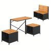 product-open-775b405404204db48464bc475a48c36d-goods LIFEZEAL 2-in-1 Outdoor Convertible Bench, Transforming Interchangeable Picnic Table Garden Loveseat, PE Rattan Acacia Wood Foldable Table and Chairs Set with Metal Frame, for Porch Backyard & Deck