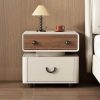product-open-77c49dc97e964e48a3feb89383c0ba65-goods Modern 2-Drawer Solid Wood Nightstand – Featuring Rounded Corners, Ample Storage Space Adorned with Walnut Accents, Constructed with a Sturdy Wood Composite Structure, Easy to Assemble, Ideal for Small Bedrooms And Contemporary Decor