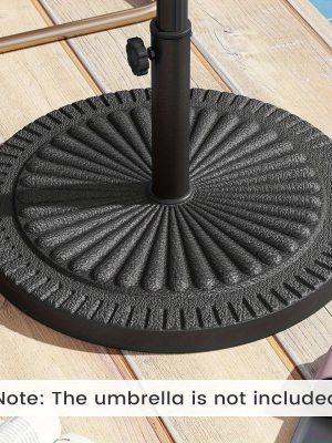 LIFEZEAL 30lbs Umbrella Base, Heavy Duty Outdoor Umbrella Holder for Balcony, Backyard, Poolside, Market, Pole Freestanding, Classic Round Umbrella Standing with Removable Stem and Tightening Knob, Bronze