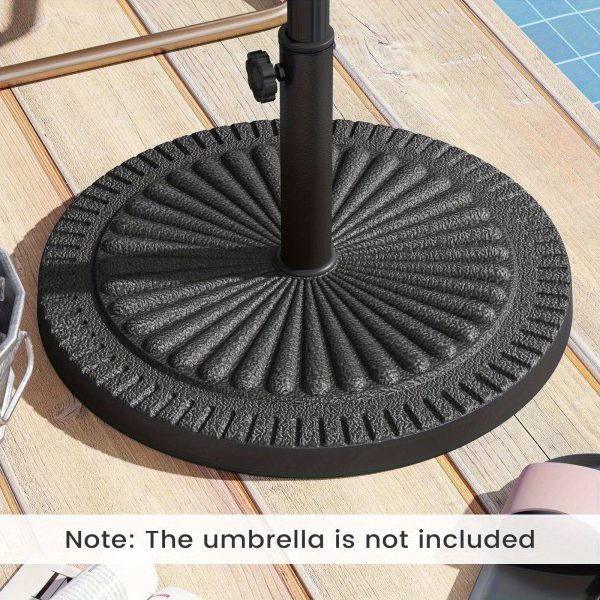 product-open-7863fb16fb5243768f0c1520adef7716-goods LIFEZEAL 30lbs Umbrella Base, Heavy Duty Outdoor Umbrella Holder for Balcony, Backyard, Poolside, Market, Pole Freestanding, Classic Round Umbrella Standing with Removable Stem and Tightening Knob, Bronze