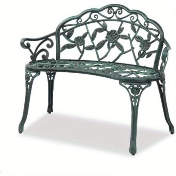 product-open-78dc82a9c9b946a59018254f8d88be07-goods Bonnlo Outdoor Bench with Cast Frame - Metal Bench, Small 2-Seater Suitable for, Porch, Yard, Park - Assembly, Low-Maintenance Outdoor Furniture