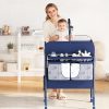Height-Adjustable Baby Changing Station on Wheels - Compact Design, Two Storage Drawers, Quality - Portable And Space-Efficient Nursery Organizer for Infants And Newborns