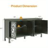 Modern Freestanding Buffet Credenza with Mirror & Storage - Adjustable Shelf Cabinet Suitable for Living Room, Dining Room, Entryway - Elegant Panel Doors & Tall -Standing Furniture