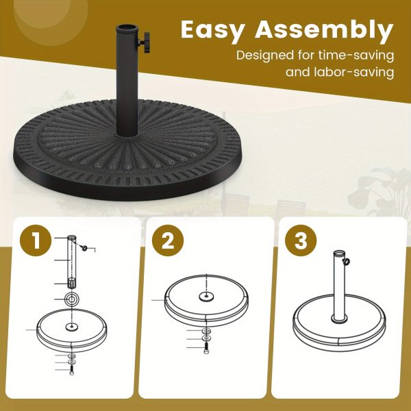 product-open-79bf7c42617d4f1ba674cfcfb3400eb3-goods LIFEZEAL 30lbs Umbrella Base, Heavy Duty Outdoor Umbrella Holder for Balcony, Backyard, Poolside, Market, Pole Freestanding, Classic Round Umbrella Standing with Removable Stem and Tightening Knob, Bronze