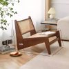 product-open-79f32561d82645bea32c534a2bcf2909-goods Modern Mid-Century Accent Chair, Rattan Lounge Chair for Living Room, Boho Side Corner Comfy Chair for Bedroom And Balcony, Walnut