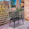 product-open-7a309cd47220433a9949b7a0f94cf11c-goods Extra Wide 38 Inch Outdoor Bench Orchid Curve Back Ergonomic Design Patio Villa Aluminum Bench Aviation Aluminum Anti Rust Anti Slip Anti Side Tip Garden Deck Porch Chairs