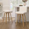 Pair of Contemporary Bar Stools Featuring Backs, Rotating Counter-Height Design, Upholstered Fabric for Kitchen Islands, Sturdy Wooden Legs, Ideal for Home Kitchens And Pubs