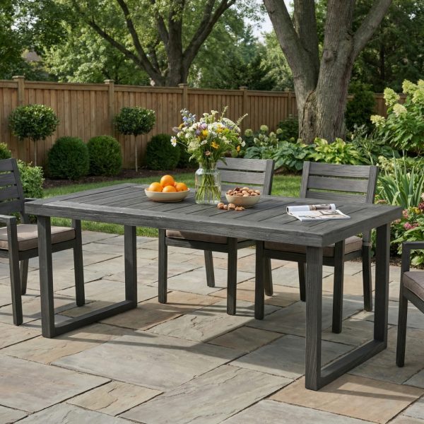 product-open-7a72cc86eb3f4e3bbb50baf3d92d6543-goods 69 Inch Sandblast Dark Gray Finish Acacia Wood Outdoor Dining Table Modern Weather Resistant Patio Furniture for Garden Backyard Balcony Courtyard Family Gatherings Housewarming Holiday Gift
