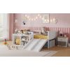 product-open-7a82e0c6e730473987539777cf658cc4-goods Twin Size Low Loft Bed for Kids with Slide, Movable Bookshelf Storage, Guardrails, Low Loft Bed Frame for Kids, White (Expect Arrival Date 2026/4/3)