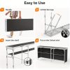Bonnlo 78 Inch Mobile Bar Table with 2 Tier Shelves Portable Bar Table with Black Skirt for Outdoor Events Party Camping Picnic Mobile Bartending Station Black/ White/ Natural Garden Patio Dining Tables