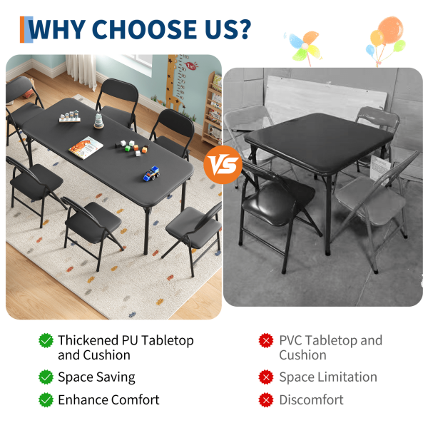 7pcs Outdoor Patio Bistro Set, 7pcs Folding Table and Chairs Set for Cutiess, Cutiess and Cutiess Activity Furniture Ideal for Dining Rooms, Daycares, and Classrooms with Easy Storage for Garden Pub Cafe