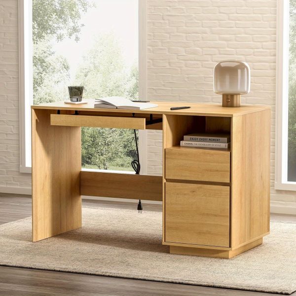 product-open-7b3413c0a16b497eaf7ae51e34ef13f7-goods 47" Office Desk, Farmhouse Executive Desk with File Drawer& Outlet, Wood Computer Desks with Keyboard Tray, Workspace for Study Writing
