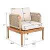 product-open-7b37fa636883487483dc701a090ee259-goods Outdoor Acacia Wood Rope Club Chair, Waterproof Cushioned Patio Dining Chair, Weather Resistant Patio Lounge Chair for Backyard Garden Porch Balcony, Easy Assembly Deep Seat Conversation Accent Chair with Removable Washable Beige Teak Cushion