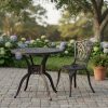 31. 5-Inch Cast Aluminum Dining Table, Round Bistro Table W/ 1. 96-Inch Umbrella Hole & Adjustable Leveling Feet, Robust Metal Patio Table for Backyard & Porch