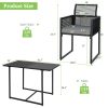 product-open-7c4ae68925184a4287cc697331ae0e72-goods LIFEZEAL 3pcs Patio Dining Set, Outdoor Space-Saving PE Wicker Bistro Set with Cushions, Patio Tempered Glass Top Table and Chairs Set for Porch, Garden and Backyard