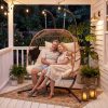 product-open-7c5e3bf7f40b40b797ab982bd0434479-goods 2 Person Hanging Egg Chair with Stand, Outdoor Wicker Swing Chair with Cushion, Heavy Duty Loveseat Chair for Patio Balcony Bedroom