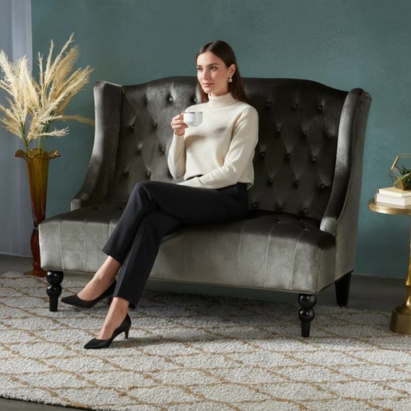 product-open-7ca6d0b692424cf2918239dab8c7ba3b-goods 50-Inch Two-Seater Sofa, Comfortable Velvet Fabric, Mid-Century Modern Style, Minimalist Design, Extended Backrest, Compact Two-Seater Suitable for Bedrooms, Apartments And Home Offices
