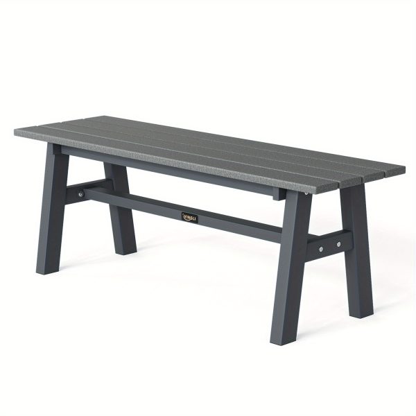 Iron Frame Teak Gray Green HDPE Bench 47in