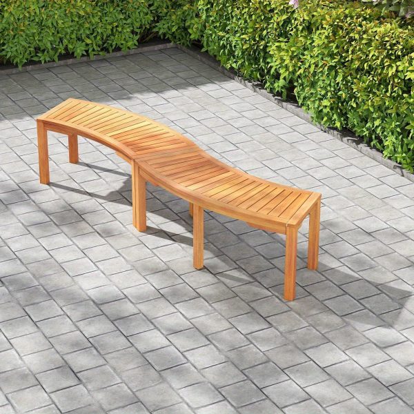 product-open-7d969f12445f45ee9f54b72aa04c0782-goods COSTWAY Outdoor Curved Bench, Acacia Wood Backless Fire Pit Bench with Slatted Seat, Wrap Around Tree Bench, Rustic Wooden 2-Person Seating for Porch, Backyard, Patio, Deck, Natural