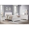 Classic Style Queen Bed with White End, Featuring Button-Tufted Upholstered Headboard And Faux Alligator Patterned Panels