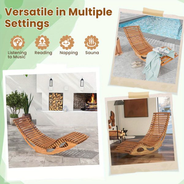 product-open-7dd3d89e7aa4411ab808f32ba275f47c-goods MULTIGOT Outdoor Acacia Wood Chaise Lounge Rocker - High Back Ergonomic Slatted Seat with Stopper, 350lb Capacity Weather-Resistant Patio Furniture for Deck, Poolside, Garden (Natural Finish), Outdoor Lounge Chair, Deck Seating, Rustic Design, Sturdy Construction, Backyard Comfort