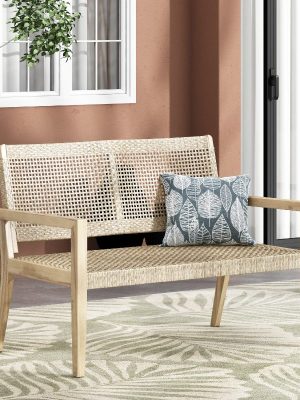 Urban Rustic Outdoor Wicker And Acacia Wood Loveseat, Light Multibrown And Light Brown, 34'' H X 5'' X 27.25'' D