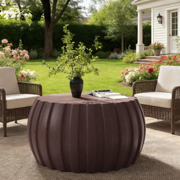 product-open-7f1d8519a4c1407aa0ca511b68bb1ef9-goods 35.43' Modern Waterproof Coffee Table Durable MgO Cement Design Indoor and Outdoor Compatible Brown