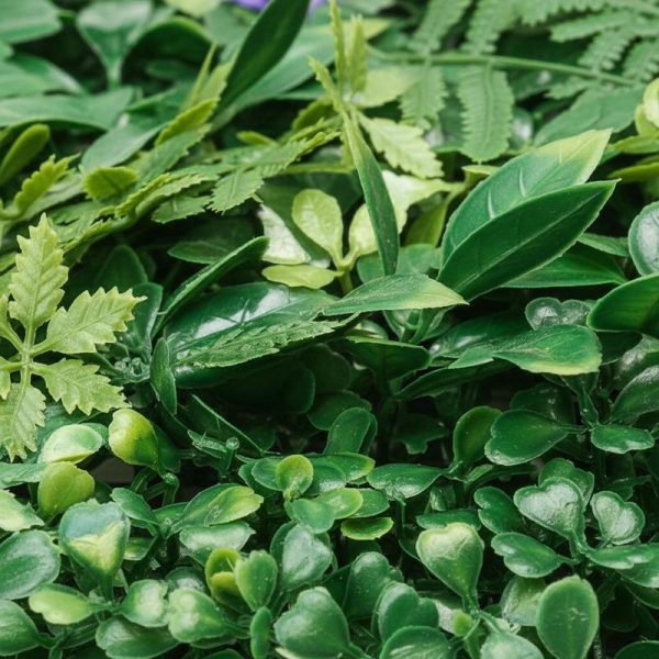 product-open-7f569b6791364015b563f3590ff79f9f-goods Faux Boxwood Hedge 20X20In for Garden Privacy Ivy Fence Interior Wall Decor, 8pcs 3D Greenery Foliage Screen Backdrop Interlocking Grid Panels