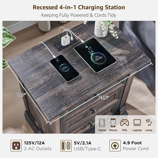 product-open-7f7bdbde6e2f42ab964eb5445cd6a4f6-goods 24" Wide 3-Drawer Storage Cabinet, 26" Tall Farmhouse 3-Drawer Side Table, Solid Wood Roman Column Style End Table, Universal Corner Table for Bedroom, Living Room And Hallway, Sofa & Console Tables Sofa & Console Tables Accent Furniture