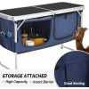 product-open-7f8ac8bb313a41e087591de12f194596-goods Bonnlo 4ft Folding Table with Storage Aluminum Camping Picnic Table Adjustable Height for Outdoor Beach BBQ Backyards Travel Party Garden Patio Folding Dining Table Black/ White Foldable Table Camping Gear and Equipment