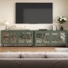 Modern Freestanding Buffet Credenza with Mirror & Storage - Adjustable Shelf Cabinet Suitable for Living Room, Dining Room, Entryway - Elegant Panel Doors & Tall -Standing Furniture