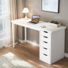 product-open-80967d76c6dd437a812e8663d4543566-goods 47-Inch Computer Desk, Contemporary Work Desk Featuring 5 Drawers And a Metal Frame, Minimalist Writing Desk Suitable for Home Office Use