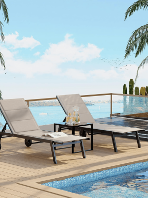 XH103 Recliner Collection Featuring 2 Cozy Chairs And 1 Robust Table, Made from Long-Lasting Textilene Fabric And Iron Tubing for Outdoor Leisure