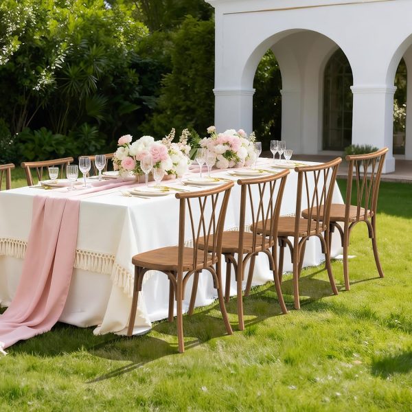 product-open-817b9abab5e04e4a80c78c09ed526000-goods Plastic Outdoor Dining Chairs Set of 4/8, Stackable Patio Chairs with Wicker Backrest, Waterproof Indoor Outdoor Kitchen Chairs, 400 Lbs Weight Capacity, Farmhouse Brown/Black/White Wedding Party Banquets Waiting Chairs