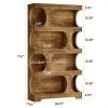 product-open-8224fcfbef804f259f131be4a839a927-goods 71-inch Tall 4-Tier Solid Hardwood Bookcase with Storage Shelves - Modern Freestanding Bookshelf, Natural Wood & / Painted Shelves, Sturdy Floor-Standing Design for Living Room, Bedroom, Home Office - Easy Assembly Required