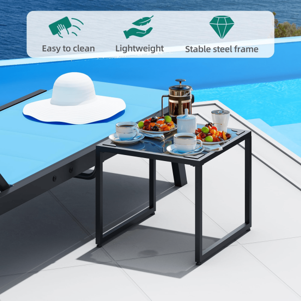 XH103 Recliner Collection Featuring 2 Cozy Chairs And 1 Robust Table, Made from Long-Lasting Textilene Fabric And Iron Tubing for Outdoor Leisure