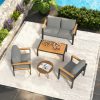 product-open-836d83ede7d34f819832dddb052e61c3-goods Modern 4/5/7pcs Metal Patio Furniture Set, Outdoor Conversation & Pub Table Set with Coffee Table for Porch, Balcony and Sunroom, Gray