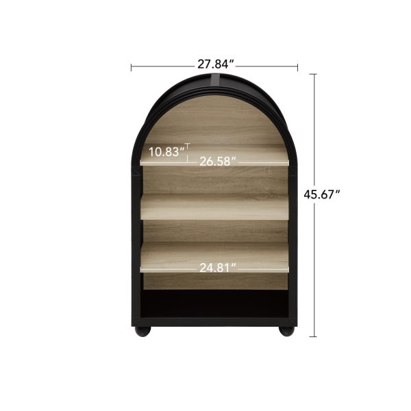 product-open-8485497ce9a9445a9fddacd5a367e8b6-goods 45.67' Tall Arched Bookshelf, 4 Tier Arched Bookcase, Modern Farmhouse Open Display Tall Bookcase for Bedroom, Home Office, Bedroom