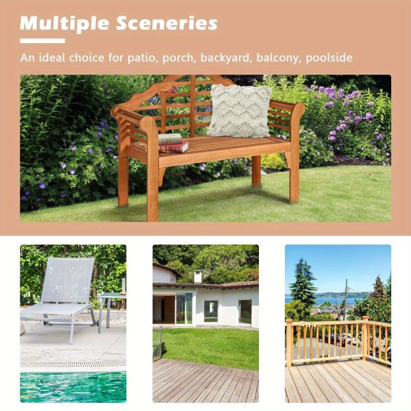 product-open-84b224219fec4e98baf028c21ff6265c-goods PETSITE Patiojoy 49" Garden Folding Bench Eucalyptus Wood Backrest Armrest Patio Outdoor