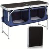 product-open-84c2a8d7733c4ad6aed836102c4a4c9a-goods Bonnlo 4ft Folding Table with Storage Aluminum Camping Picnic Table Adjustable Height for Outdoor Beach BBQ Backyards Travel Party Garden Patio Folding Dining Table Black/ White Foldable Table Camping Gear and Equipment