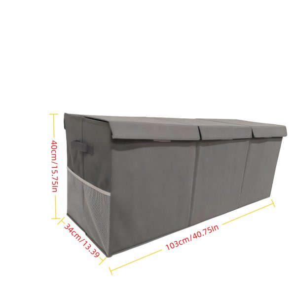 3-Grid Storage Organizer, Extra-Large Foldable Sturdy Basket with Mesh Pockets, 40 Inches Size, Pink Purple Grey Kids Container, Holiday Gift for Multi-Scene