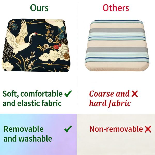 product-open-8569698c04694455bcd91cd66b1d1c14-goods 1pc Peony And Crane Pattern Courtyard Chair Seat Cushion, Indoor And Outdoor Seat Cushions, Back Cushions, Size 19.7*17.7*1.57inch, Suitable for Garden Chairs, Office Chairs And Floor Seats. Soft And Comfortable