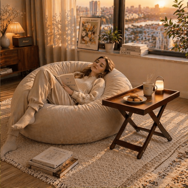 product-open-85bd527aaaa04891afa1e988ee90c298-goods Foldable Side Table with Raised Edge Tray, X-Shaped Legs, Multi-Purpose Bedside & Sofa Table for Bedroom Living Room Bay Window