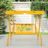 COSTWASY Kids Patio Swing, 2-Seater Swing Chair w/ Metal Stand & Adjustable Canopy, Outdoor Mini Swing w/ Safety Belts for Kids over 3, Porch Seating Solution, Adjustable Canopy Swing, Adjustable Canopy Design, Sturdy Metal Stand, Robust Swing Mechanism, Parents Of