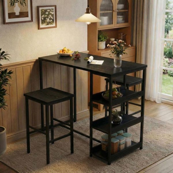 2026 NEW Side Tables, 1 Box Set Board Bar Table And 2 Stools Storage Furniture Combo, Designed for Convenient Storage And Space Saving, Small End Table with Storage Shelf, Modern Nightstand for Bedroom Living Room Studio, Portable Snack Table