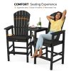 product-open-86c424d95b06465898fcc1dae0c1b299-goods 2pcs High-legged Adirondack Chair Set, All-weather High-density Polyethylene (HDPE) Bar Stool, Outdoor Chair with Double Tray and Parasol Opening, Suitable for Balconies, Poolside, Backyards, and Patios.