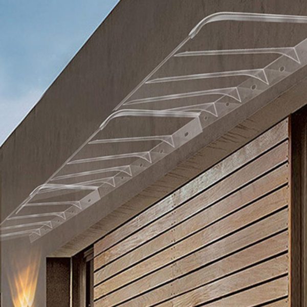 product-open-871c4bb005214d98bc66c1cdfd3e5e3d-goods 1x Durable Transparent Plastic Front Door Canopy- Transparent, Waterproof Roof Window Sunshade Cover, Outdoor Balcony and Entrance Invisible Snow and Rain Protection, Easy to Install