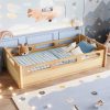 product-open-872d3b2f3127421a8f41ee118ead2d1f-goods Twin Size Floor Platform Bed with Full-Length Guardrails, Low Profile Twin Bed Frame, No Box Spring Needed, Natural