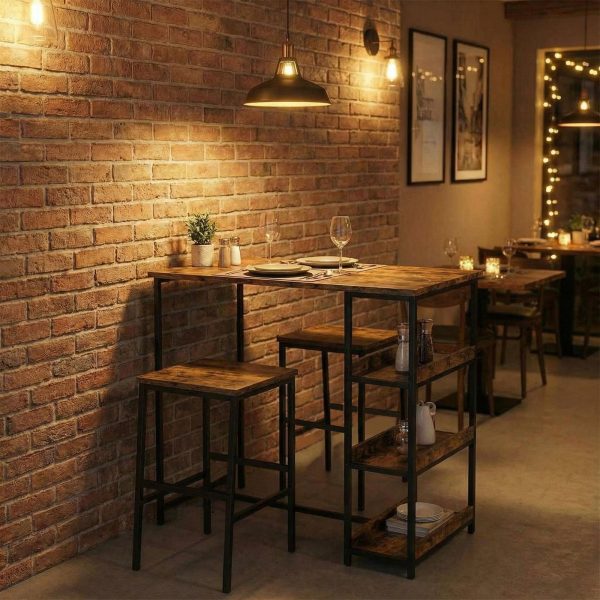 2026 NEW Side Tables, 1 Box Set Board Bar Table And 2 Stools Storage Furniture Combo, Designed for Convenient Storage And Space Saving, Small End Table with Storage Shelf, Modern Nightstand for Bedroom Living Room Studio, Portable Snack Table